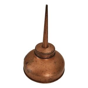 Vintage Copper Oil Can Long Spout Industrial Antique Oiler Canister 6 Inches